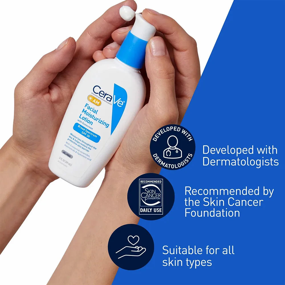لوسیون مرطوب کننده روز SPF30 سراوی CeraVe AM Facial Moisturizing Lotion SPF30 Oil Free 60m