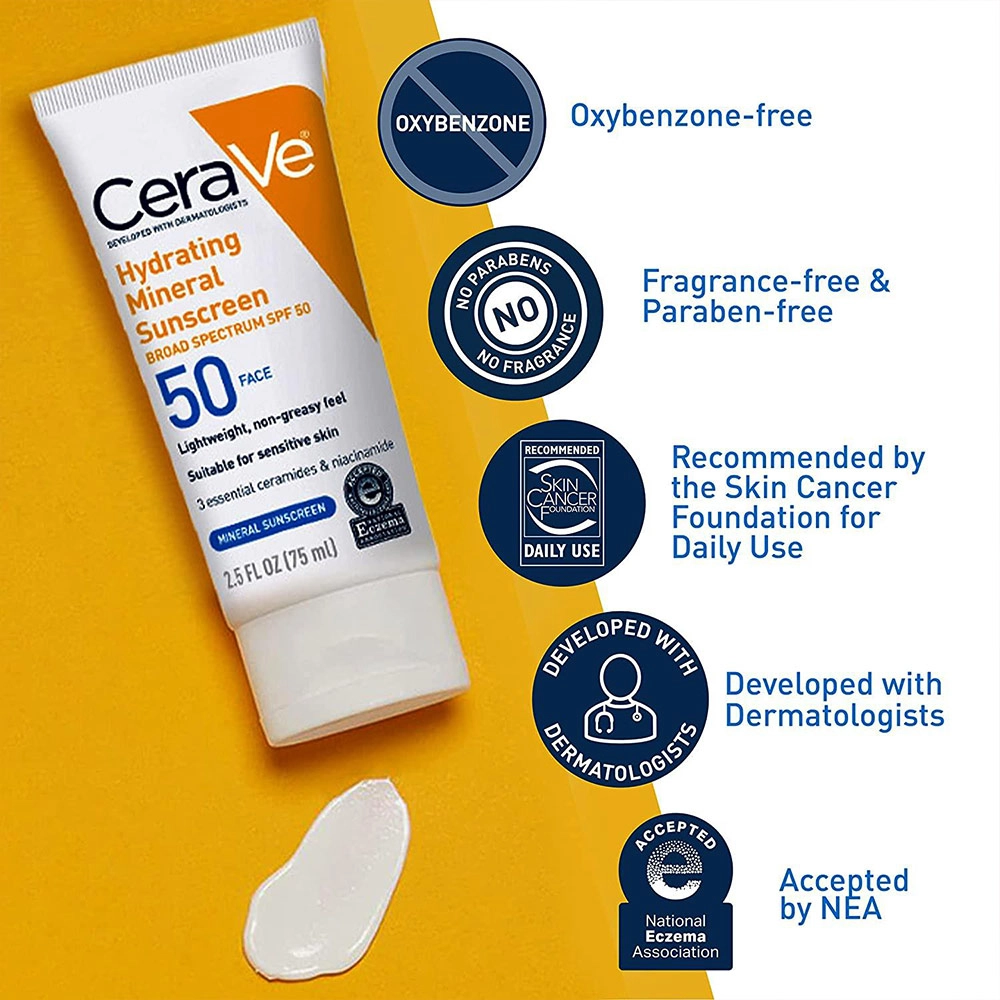 کرم ضد آفتاب سراوی مدل آبرسان Cerave Hydrating Sunscreen Broad Spectrum SPF50 75ml 2