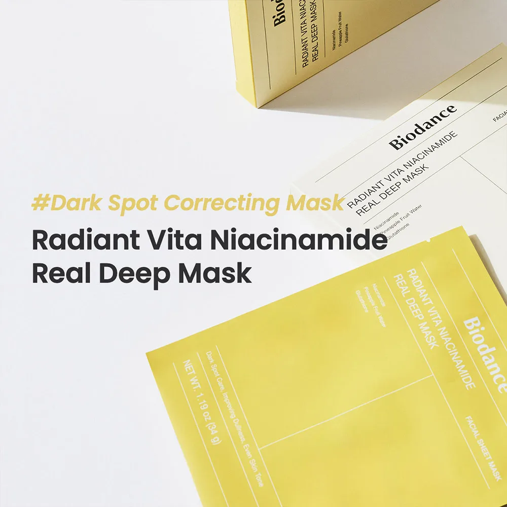 ماسک ژلی روشن کننده و ضد لک نیاسینامید بایودنس مدل Radiant Vita Real Deep Mask