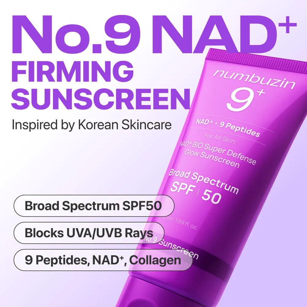 “اسنس ضد آفتاب نامبوزین شماره 9 با NAD و پپتید SPF55+ PA++++ ضد چروک و جوان‌سازی با بافت سبک و جلوه شیشه‌ای محصول اصل کره‌ای”