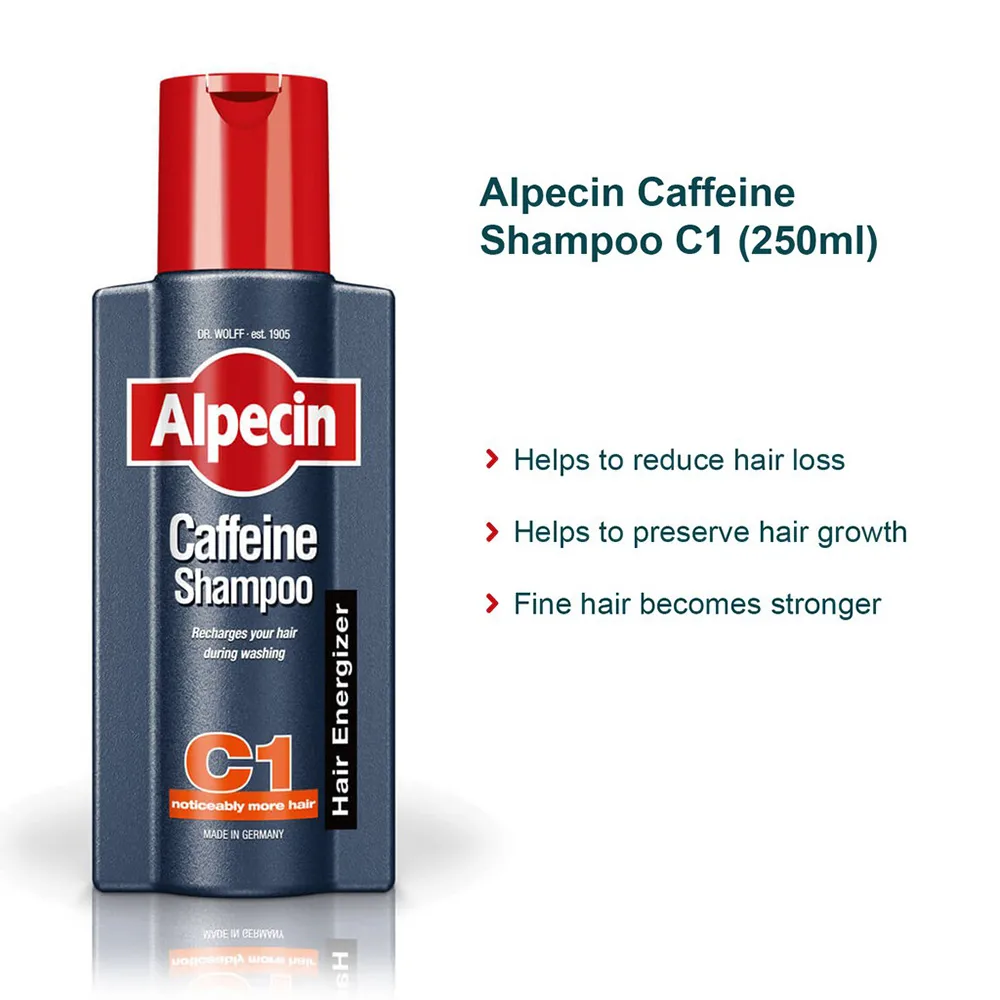 بهترین شامپو ضد ریزش کافئین دار آلپسین C1 اصل Alpecin C1 حجم 250 میل