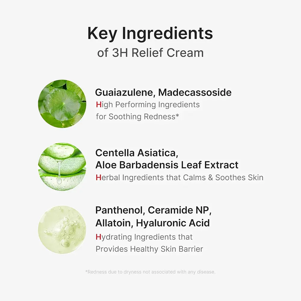 کرم ترمیم کننده و تسکین دهنده 3H مدی کیوب اصل مدل Medicube 3H Daily Relief Cream آبرسان، آرامش بخش، تقویت کننده سد دفاعی و مناسب پوست حساس