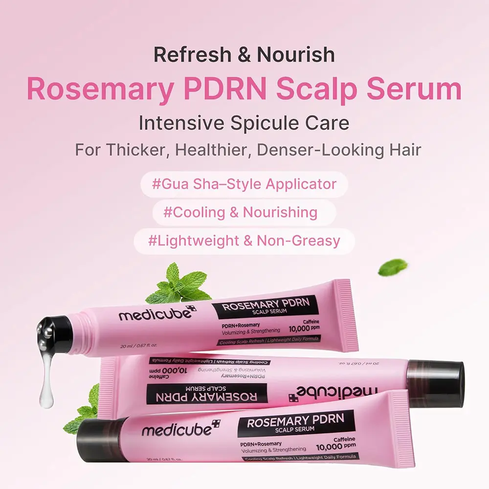 سرم اسکالپ رزماری و PDRN مدی کیوب اصل مدل Rosemary PDRN Scalp Serum تقویت کننده ریشه، ضد ریزش، کنترل کننده چربی کف سر و خنک کننده پوست سر