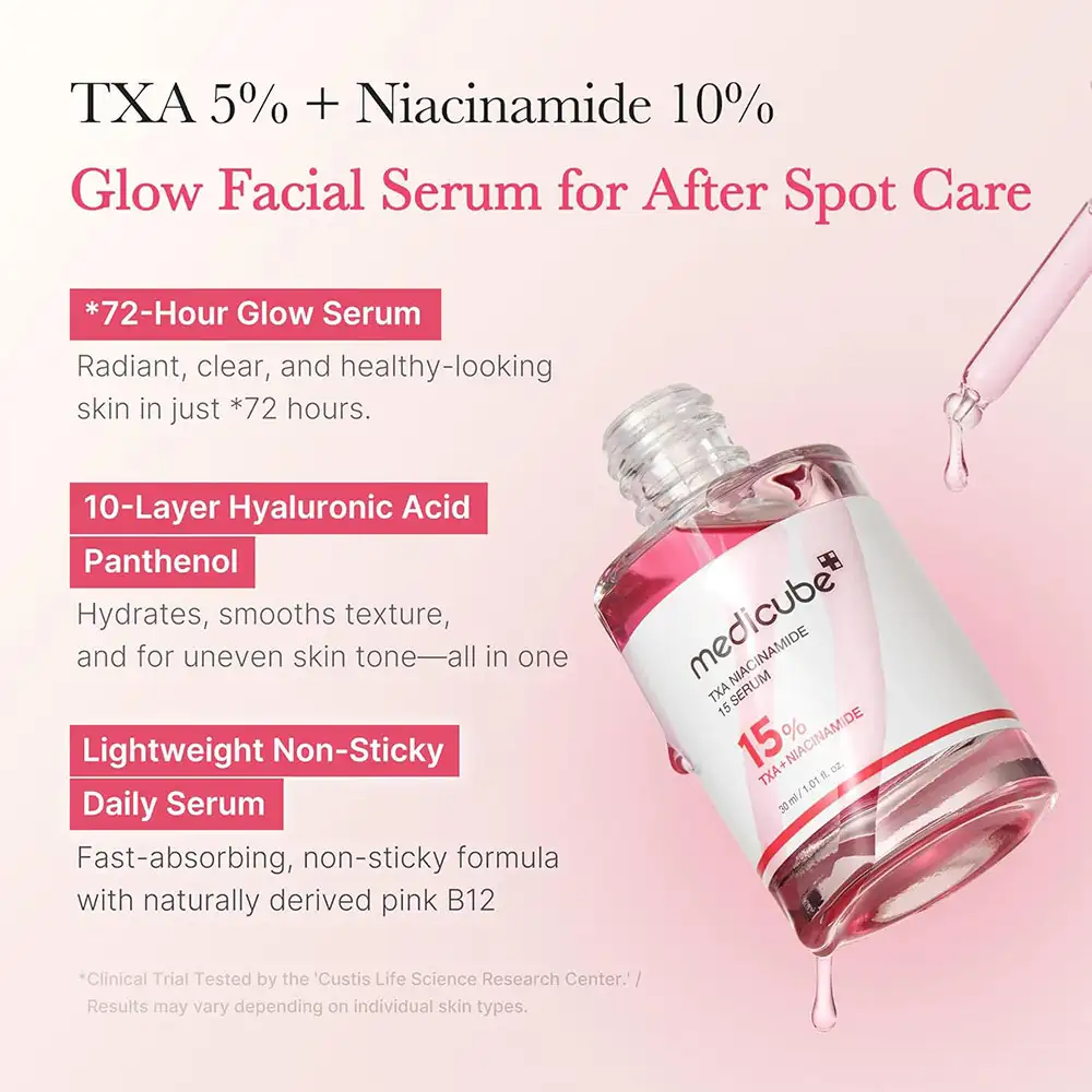 سرم ضد لک و روشن کننده ترانگزامیک اسید و نیاسینامید مدی کیوب اصل مدل MEDICUBE TXA Niacinamide 10% Serum مناسب کاهش لک، روشن شدن پوست و بهبود بافت