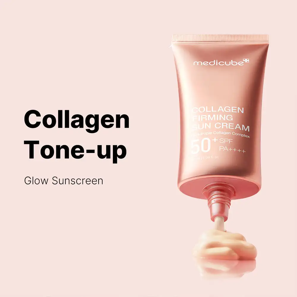 کرم ضد آفتاب کلاژن و لیفت کننده مدی کیوب اصل مدل MEDICUBE Collagen Firming Sun Cream SPF50+ PA++++ روشن کننده، ضد چروک و محافظت کننده پوست