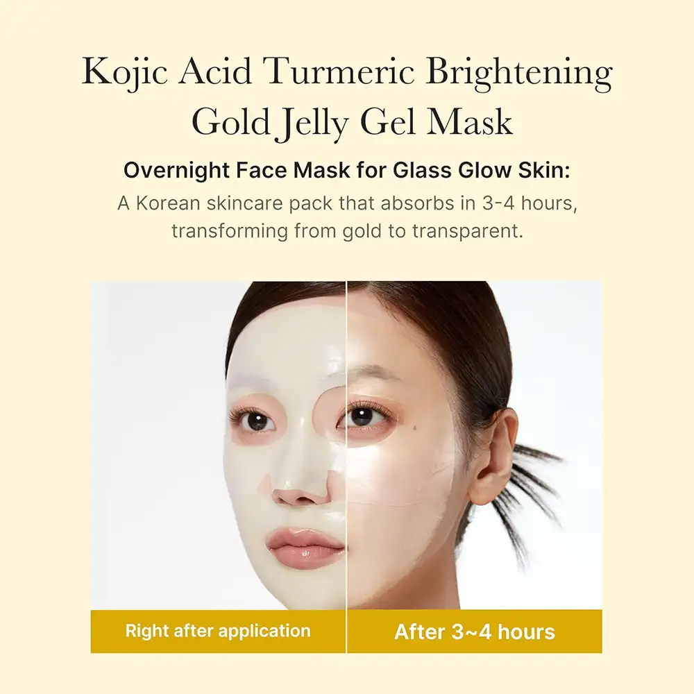 ماسک ورقه‌ای ژلی روشن کننده کوجیک اسید و زردچوبه مدی کیوب اصل مدل Medicube Kojic Acid Turmeric Brightening Gel Mask مناسب آبرسانی، شفافیت، سفتی و گلس اسکین