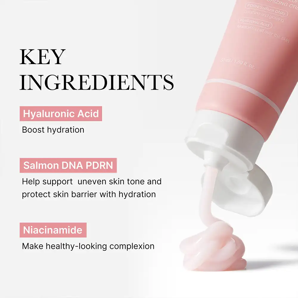 کرم مرطوب کننده هیالورونیک و PDRN مدی کیوب اصل مدل Medicube PDRN Pink Hyaluronic Moisturizing Cream مناسب آبرسانی، ترمیم سد دفاعی، کاهش لک و جای جوش و ایجاد پوست شفاف