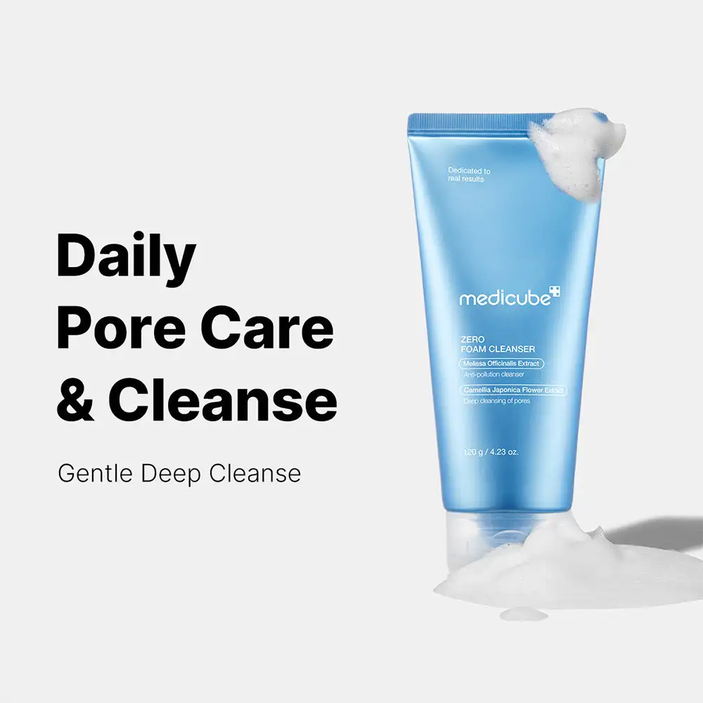 فوم شستشوی کنترل منافذ مدی کیوب اصل مدل Medicube Zero Foam Cleanser مناسب پوست حساس، پاکسازی چربی و آلودگی، کنترل سبوم، کاهش ظاهر منافذ و حفظ رطوبت پوست