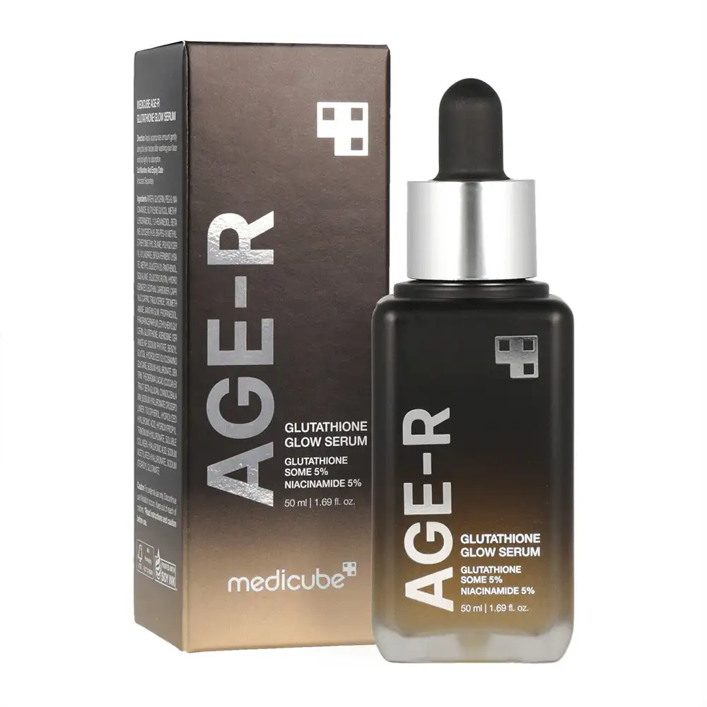 سرم جوانساز گلوتاتیون مدی کیوب اصل مدل Medicube AGE R Glutathione Glow Ampoule مناسب روشن‌کنندگی، کاهش لک ظاهری، افزایش شفافیت، آبرسانی، بهبود الاستیسیته و ایجاد جلوه پوست شیشه‌ای