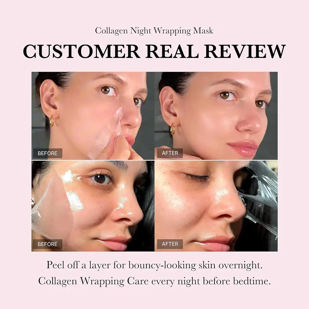 ماسک شب کلاژن مدی کیوب اصل مدل Medicube Collagen Night Wrapping Mask، ماسک پیل آف شبانه کره‌ای حاوی کلاژن هیدرولیز شده، سرامید NP و آدنوزین برای کمک به آبرسانی، بهبود لطافت، افزایش الاستیسیته ظاهری و درخشش پوست
