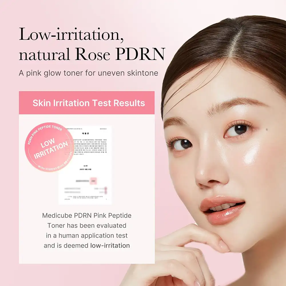 تونر صورتی تسکین‌دهنده و روشن‌کننده سیکا مدی کیوب اصل مدل Medicube PDRN Toner Salmon DNA PDRN CICA Soothing Toner