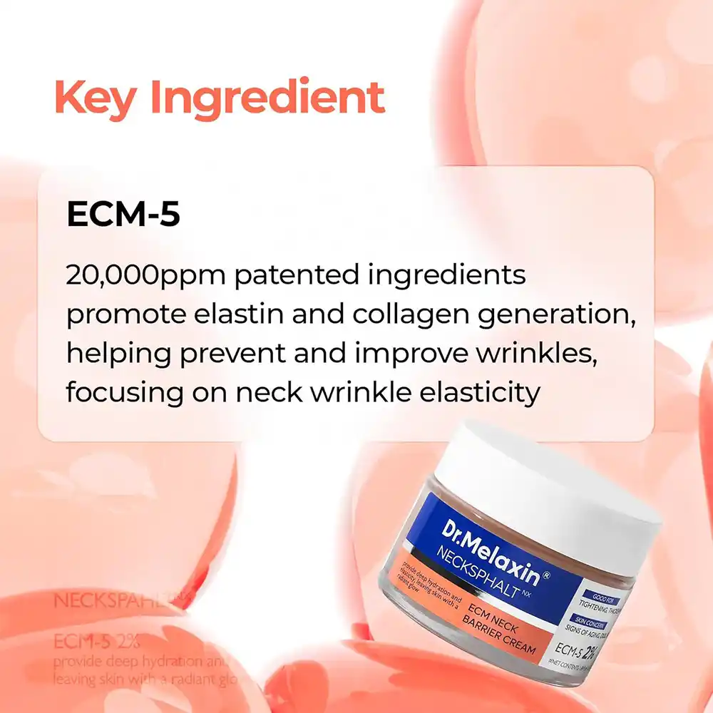 کرم گردن دکتر ملاکسین اصل مدل Necksphalt ECM Ceramide ضد چروک و لیفت کننده پوست گردن