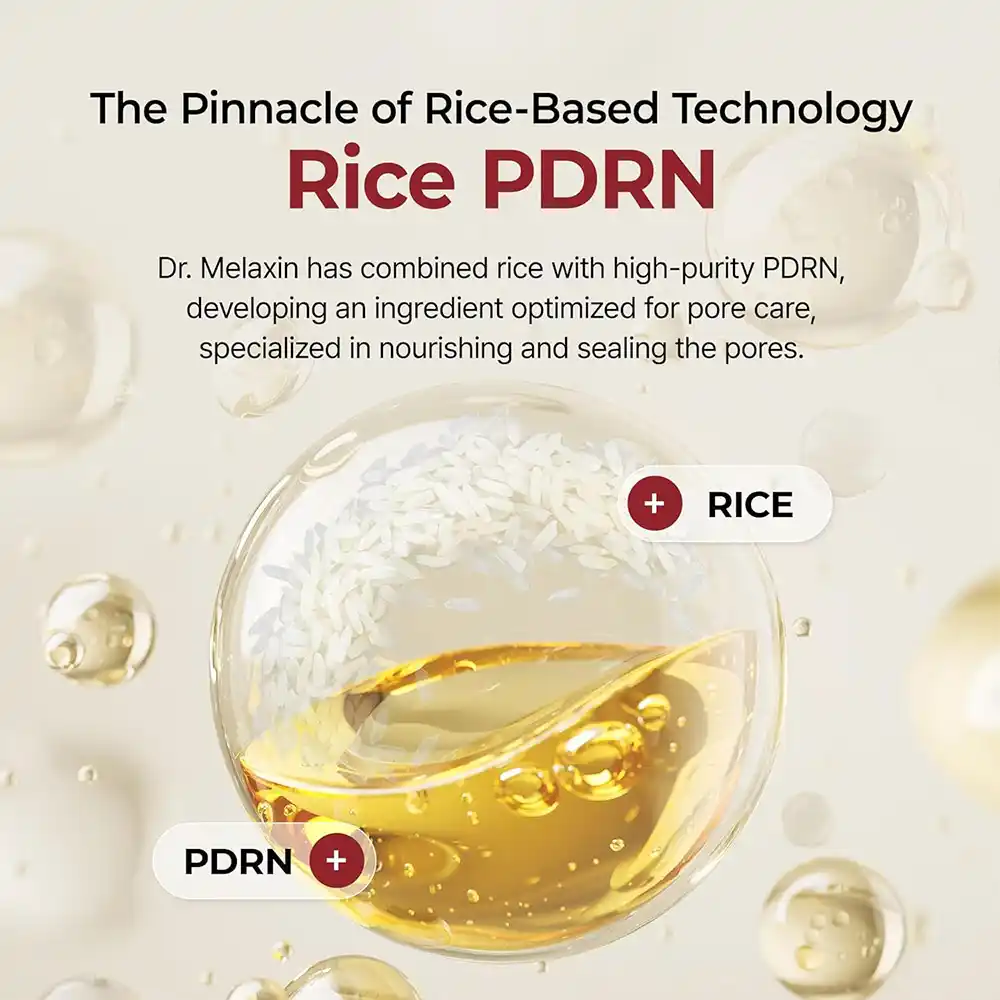سرم روشن کننده برنج سفید دکتر ملاکسین اصل حاوی Rice PDRN برای آبرسانی درخشان کننده و کنترل منافذ پوست