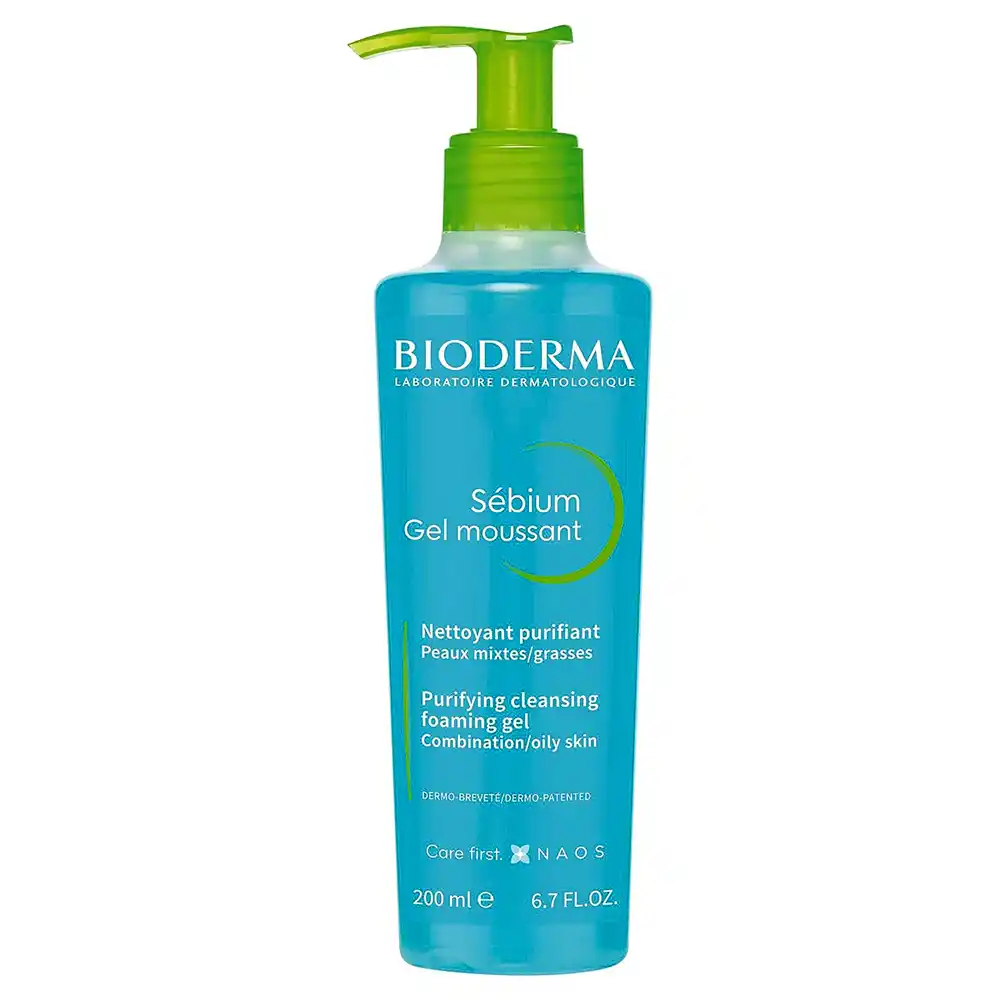 ژل شستشوی صورت سبیوم بایودرما Bioderma Sebium Gel Moussant برای پوست چرب و مختلط مستعد آکنه