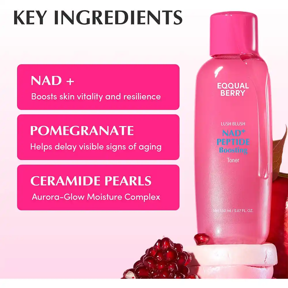 تونر NAD+ و پپتاید اکوال بری EQQUALBERRY ضد چروک و جوان‌ساز کره‌ای حجم 150 میلی‌لیتر