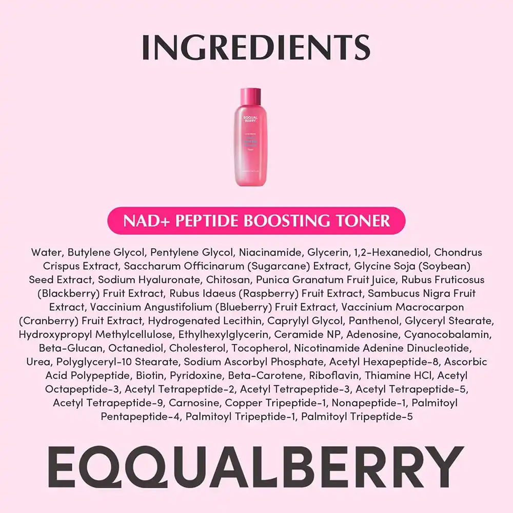 تونر NAD+ و پپتاید اکوال بری EQQUALBERRY ضد چروک و جوان‌ساز کره‌ای حجم 150 میلی‌لیتر
