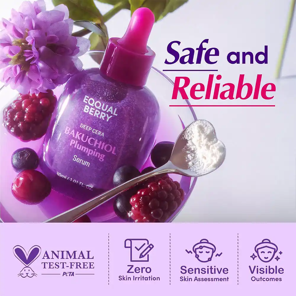 سرم باکوچیول پلامپینگ اکوال بری EQQUALBERRY Bakuchiol Plumping Face Serum ضد چروک و ترمیم‌کننده کره‌ای با 13 پپتاید و نیاسینامید برای پوست حساس