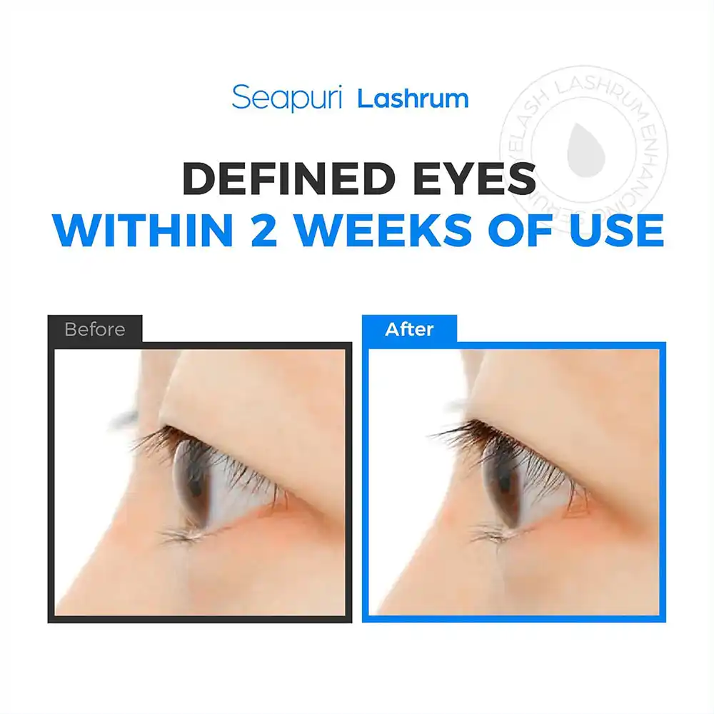 سرم تقویت مژه سی‌پوری Seapuri Lashrum Eyelash Enhancing Serum کره‌ای با کافئین، پپتید و بیوتین و برس دوکاره برای رشد و تقویت مژه