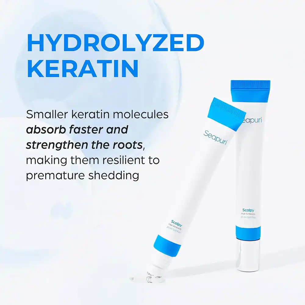 سرم ضد ریزش و تقویت‌کننده ریشه مو سی‌پوری Seapuri Scalpy Hair Serum کره‌ای با کراتین، سالیسیلیک اسید، منتول و دکس‌پنتنول برای تقویت ریشه مو و تسکین پوست سر