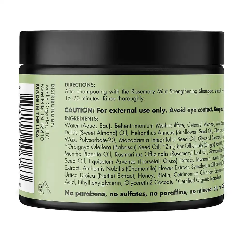 ماسک مو ضد ریزش و تقویت‌کننده رزماری و نعناع میله ارگانیک Mielle Organics Rosemary Mint Strengthening Hair Masque حاوی بیوتین، عسل و روغن نارگیل برای موهای خشک و شکننده