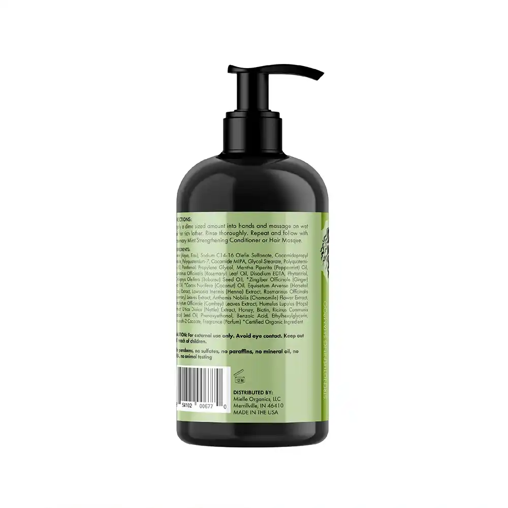 شامپو ضد ریزش و تقویت‌کننده مو رزماری و نعناع میله ارگانیک Mielle Rosemary Mint Strengthening Biotin Shampoo حاوی بیوتین و روغن نارگیل برای تقویت و ترمیم موهای آسیب‌دیده