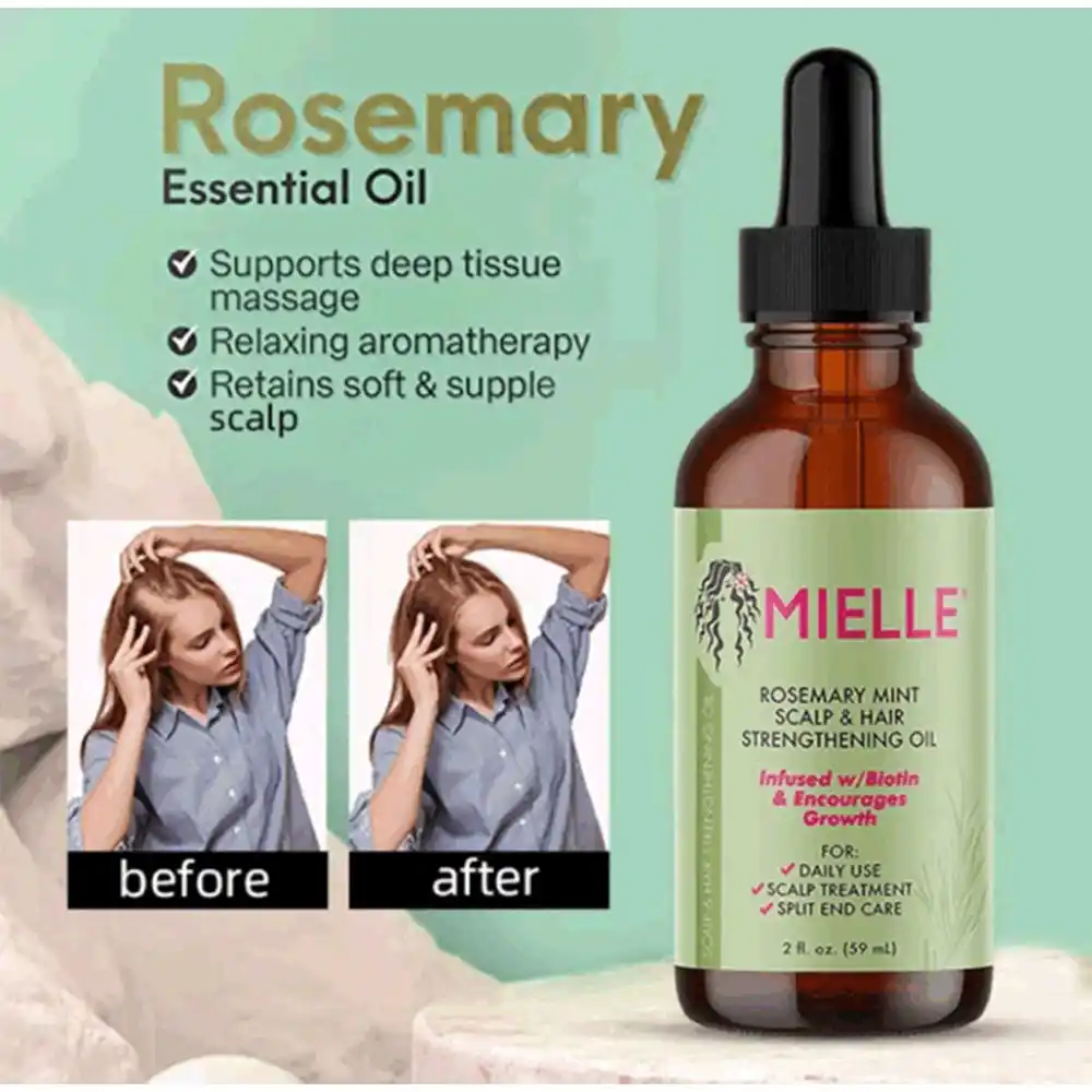روغن ضد ریزش مو رزماری و نعناع میله ارگانیک Mielle Rosemary Mint Scalp Hair Oil حاوی بیوتین و روغن‌های اساسی برای تقویت مو و درمان پوست سر خشک