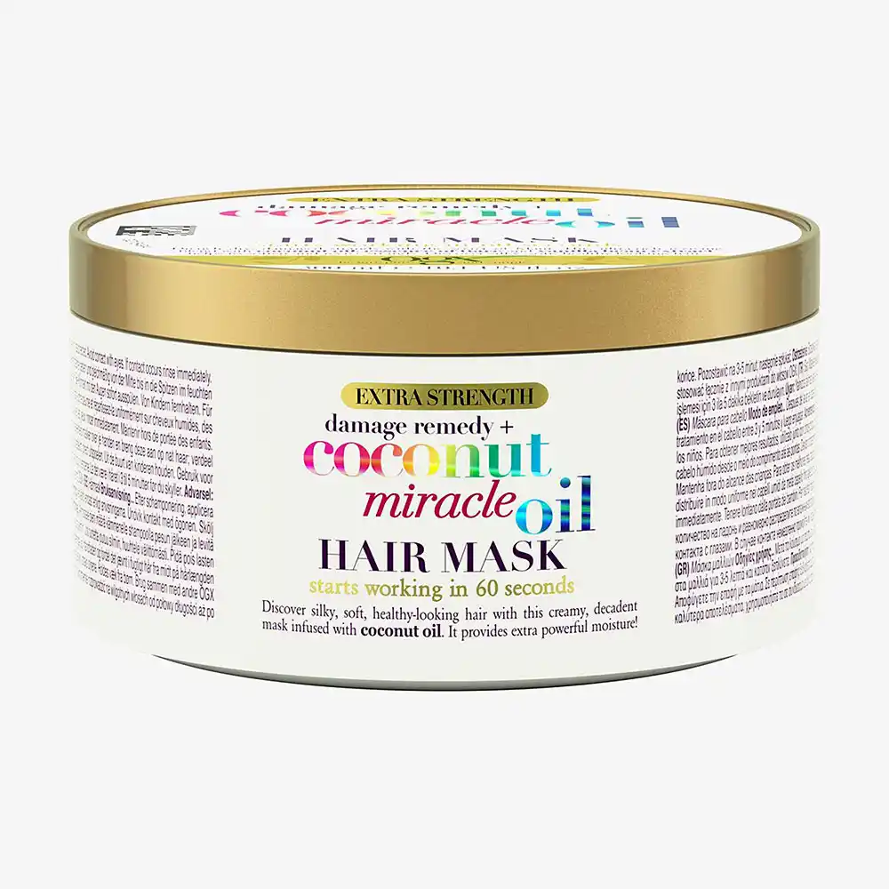 ماسک مو نارگیل میراکل او جی ایکس OGX Extra Strength Damage Remedy Coconut Miracle Oil Hair Mask برای ترمیم و آبرسانی عمیق موهای آسیب‌دیده و خشک بدون سولفات و پارابن