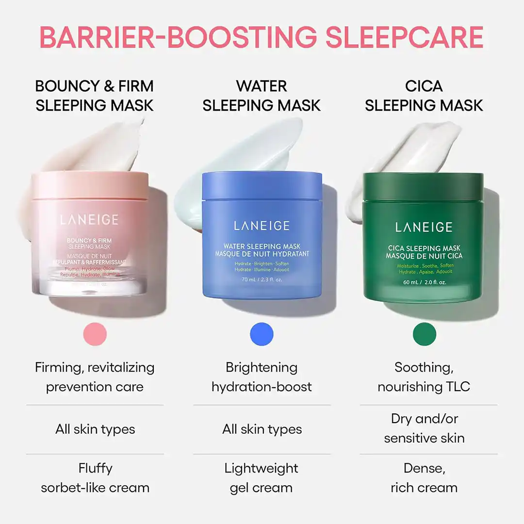 ماسک خواب آبرسان لانیژ Laneige Water Sleeping Mask EX با ۳ نوع هیالورونیک اسید، نیاسینامید و فناوری Moisture Wrap برای آبرسانی عمیق و روشنی پوست در طول شب