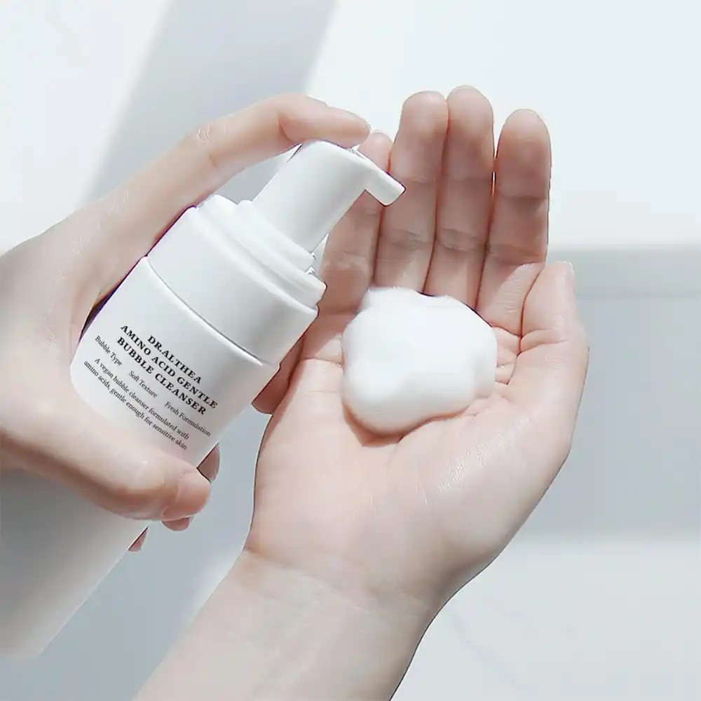 فوم شستشوی حبابی آمینو اسید دکتر آلتیا Dr. Althea Amino Acid Gentle Bubble Cleanser با ۱۷ نوع آمینو اسید و هیالورونیک اسید برای پاکسازی عمیق و ملایم پوست حساس و مستعد آکنه، وگان و کره‌ای