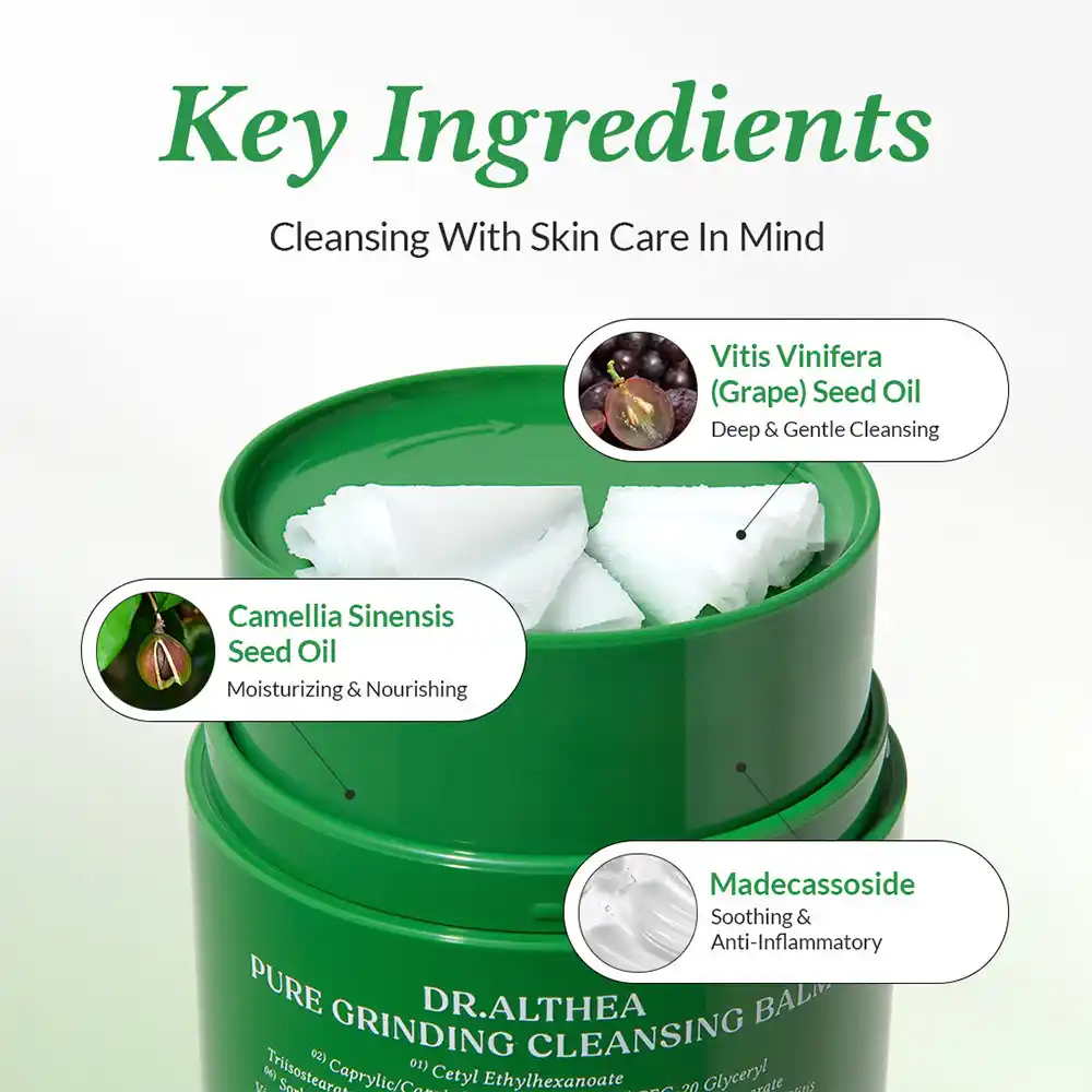 بالم پاک‌کننده دکتر آلتیا Dr. Althea Pure Grinding Cleansing Balm با مادکاسوزاید برای پاک‌سازی ملایم آرایش پوست حساس