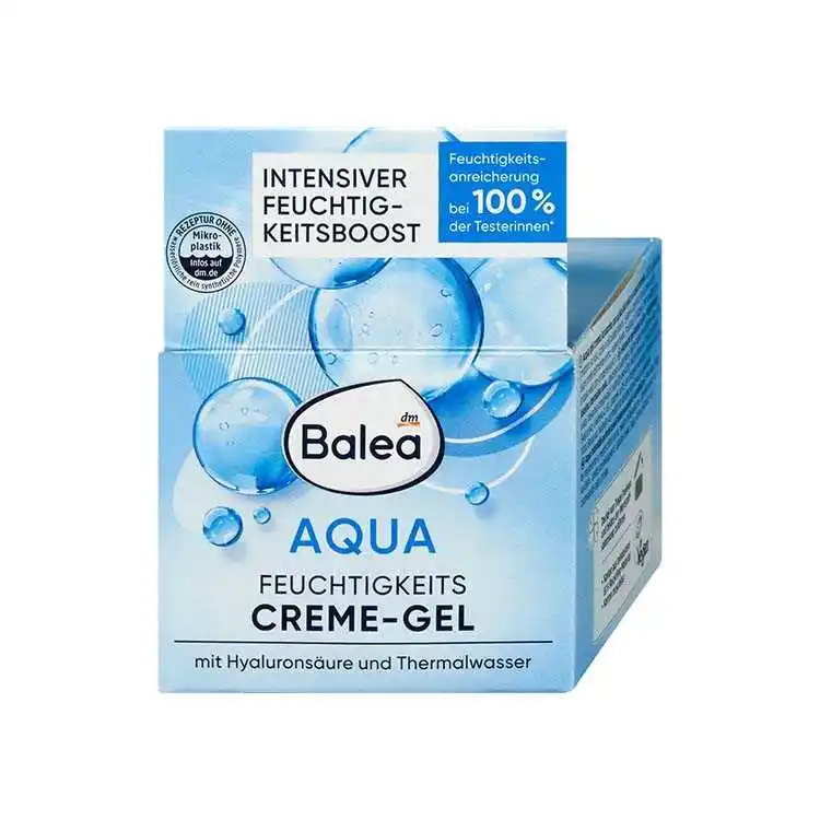 ژل کرم مرطوب‌کننده و آبرسان باله‌آ مدل Balea Aqua با اسید هیالورونیک، حجم ۵۰ میلی‌لیتر
