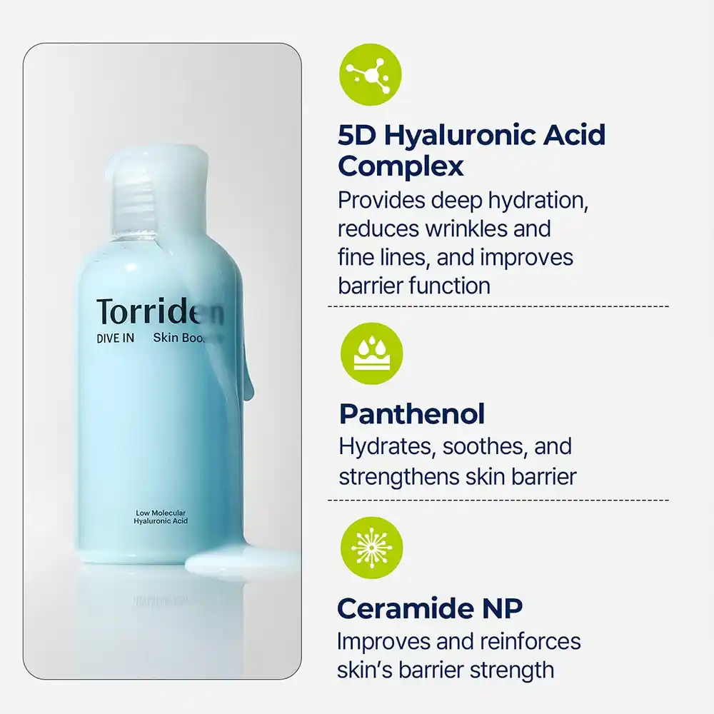 بوستر آبرسان هیالورونیک اسید توریدن TORRIDEN Dive In Low Molecular Hyaluronic Acid Skin Booster