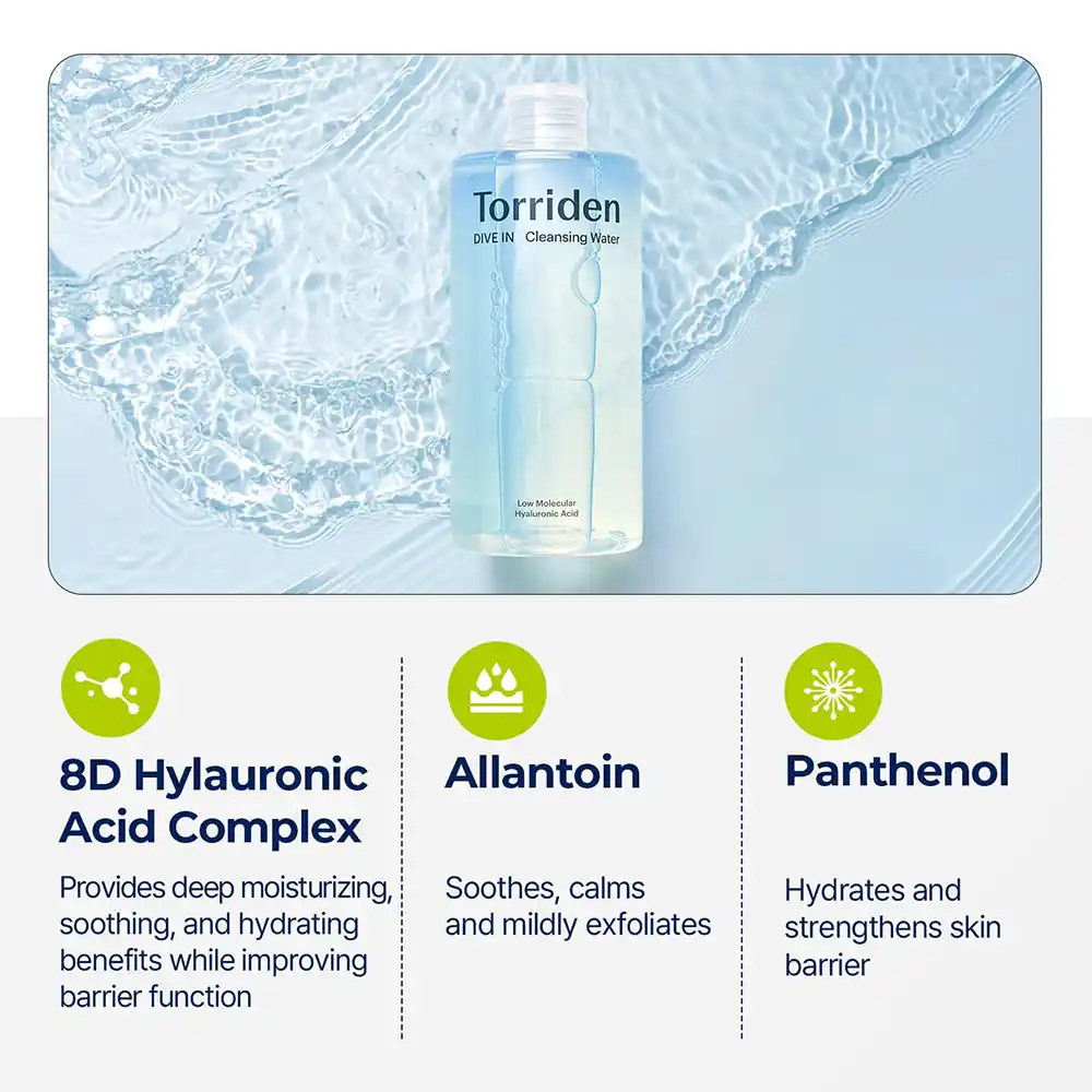 میسلار واتر آبرسان هیالورونیک اسید توریدن Torriden Dive In Low Molecular Hyaluronic Acid Cleansing Water