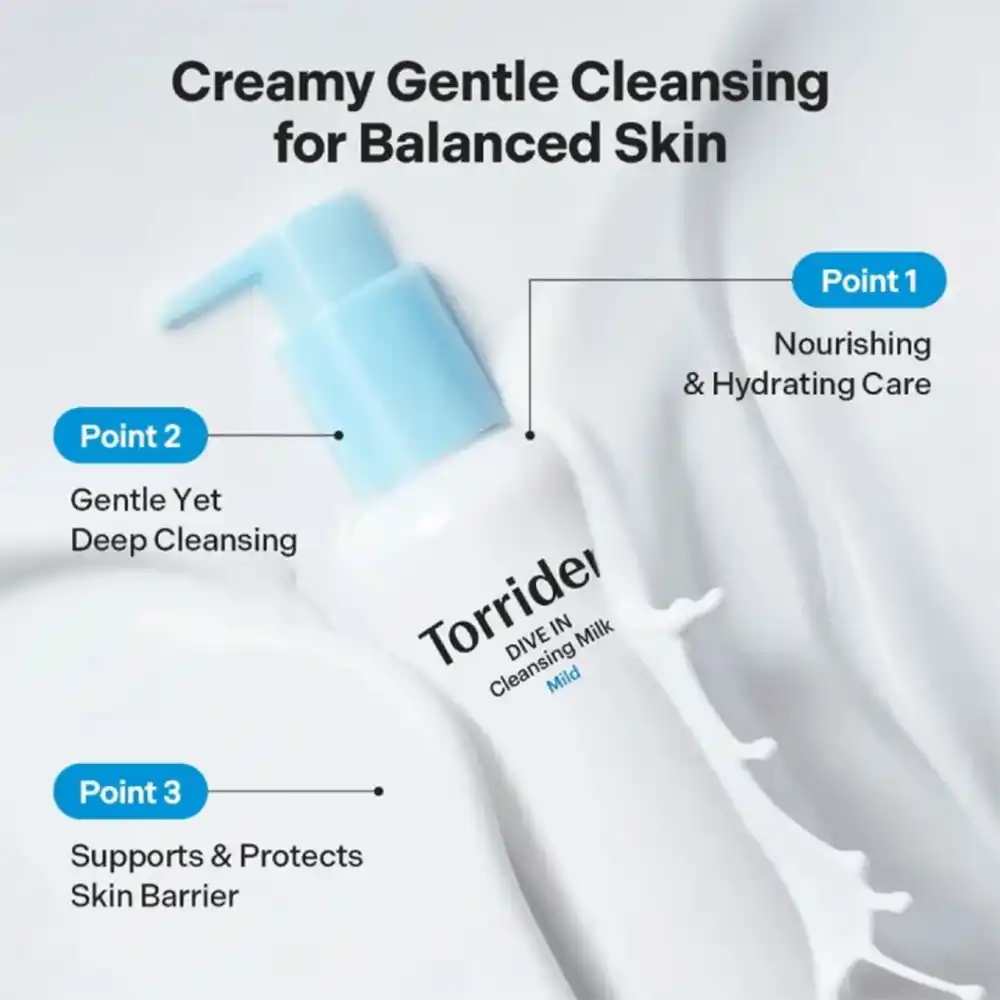 شوینده میلکی توریدن Torriden Dive In Cleansing Milk آبرسان و پاک کننده ملایم پوست