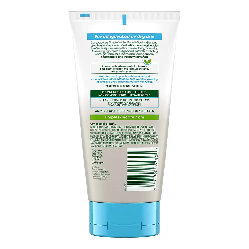 ژل شوینده صورت میسلار سیمپل Simple Water Boost Micellar Facial Gel Wash 150ml 1