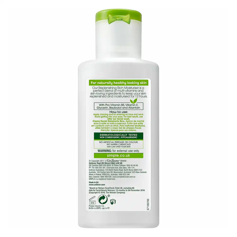 "کرم آبرسان و مرطوب کننده مدل ریچ سیمپل Simple Kind To Skin Replenishing Rich Moisturiser 125ml 3" "کرم آبرسان و مرطوب کننده مدل ریچ سیمپل Simple Kind To Skin Replenishing Rich Moisturiser 125ml" "کرم آبرسان و مرطوب کننده مدل ریچ سیمپل Simple Kind To Skin Replenishing Rich Moisturiser 125ml 1" "کرم آبرسان و مرطوب کننده مدل ریچ سیمپل Simple Kind To Skin Replenishing Rich Moisturiser 125ml 2"
