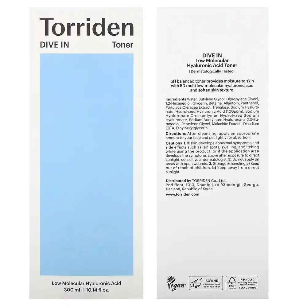 تونر آبرسان توریدن Torriden Dive In Hyaluronic Acid Toner 300ml برای پوست خشک و دهیدراته