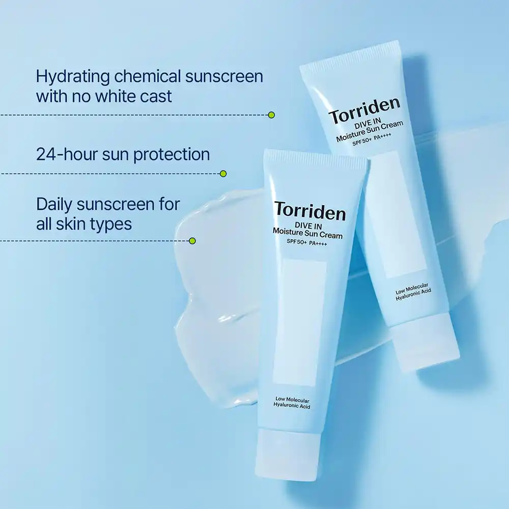 ضد آفتاب مرطوب کننده و آبرسان هیالورونیک اسید توریدن Torriden Dive In Watery Moisture Sun Cream SPF 50 60ml
