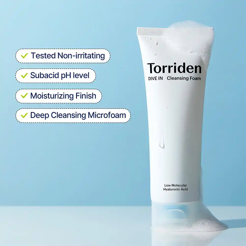 فوم شستشوی مرطوب کننده هیالورونیک اسید توریدن Torriden Dive In Low Molecular Hyaluronic Acid Cleansing Foam