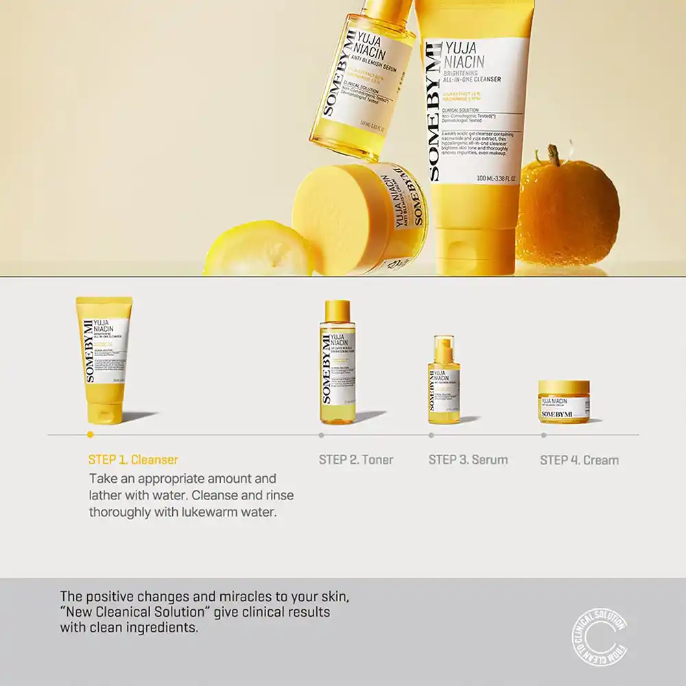ژل شستشوی روشن کننده یوجا نیاسین سام بای می SOME BY MI Yuja Niacin Brightening All in One Cleanser 100ml