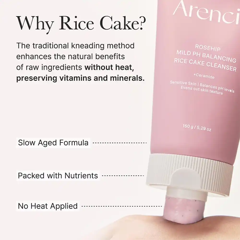 شوینده رزهیپ آرنسیا Arencia Rosehip Rice Cake Cleanser | متعادل‌کننده pH، تقویت‌کننده سد دفاعی و پاک‌کننده ملایم پوست