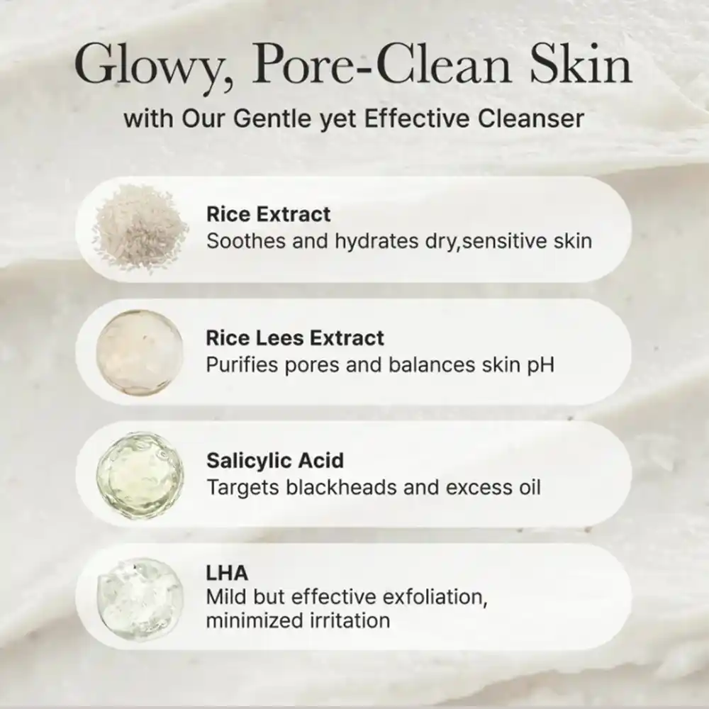 شوینده برنج آرنسیا Arencia Rice LHA Pore Control Cleanser | ضد جوش، کنترل منافذ و پاک‌کننده پوست چرب