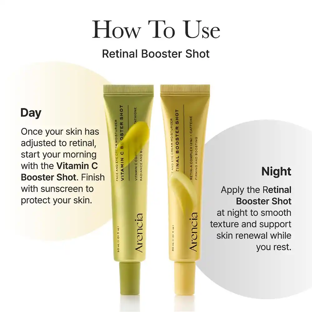 سرم دور چشم و صورت ویتامین C بوستر شات آرنسیا Arencia Vitamin C Booster Shot Serum | روشن‌کننده، ضد لک و مرطوب‌کننده پوست