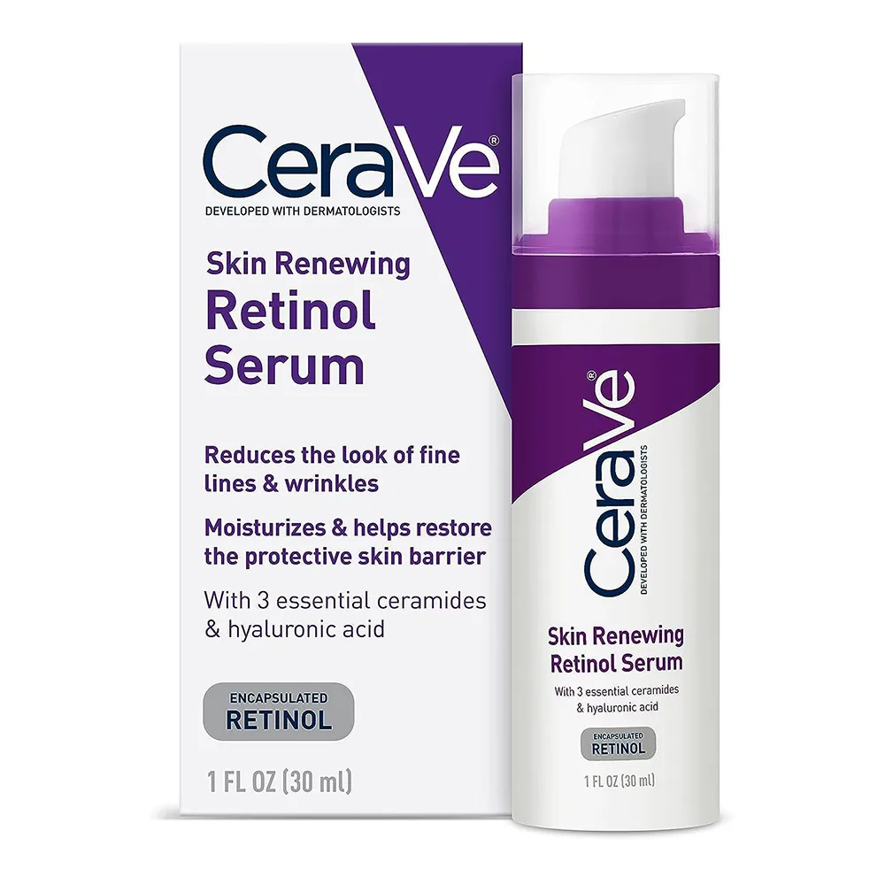 سرم رتینول ضد چروک حاوی هیالورونیک اسید سراوی CeraVe Skin Renewing Retinol Serum for Reduce of Fine Lines Wrinkles 30ml