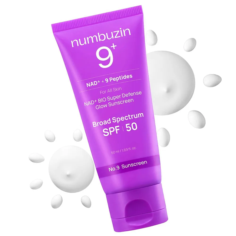 “اسنس ضد آفتاب نامبوزین شماره 9 با NAD و پپتید SPF55+ PA++++ ضد چروک و جوان‌سازی با بافت سبک و جلوه شیشه‌ای محصول اصل کره‌ای”