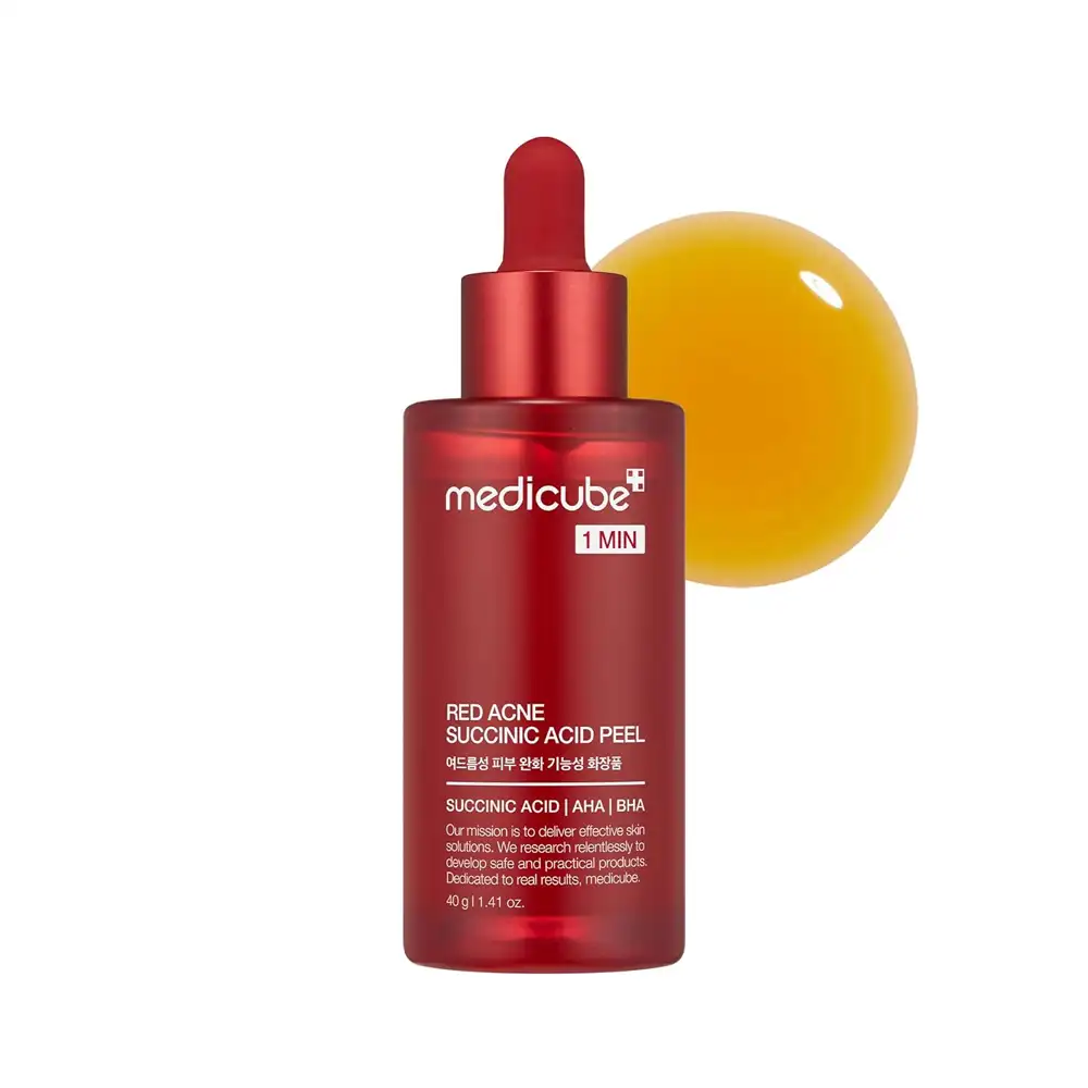 سرم پیلینگ سوکسینیک اسید مدی کیوب اصل مدل Medicube Red Acne Succinic Acid Peel، لایه‌بردار شستنی 21 درصد مناسب پوست جوش‌دار، منافذ، چربی اضافه، جوش سرسیاه و بافت ناهموار
