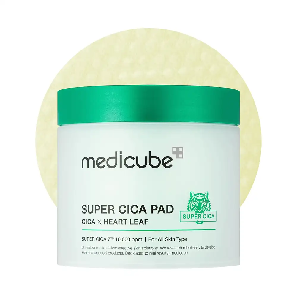 پد تونر سوپر سیکا مدی کیوب اصل مدل Medicube Exosome Cica Tea Tree Calming Toner Pad، مناسب پوست حساس و مستعد جوش برای آبرسانی، کاهش قرمزی، تسکین التهاب، کنترل چربی و تقویت سد دفاعی پوست