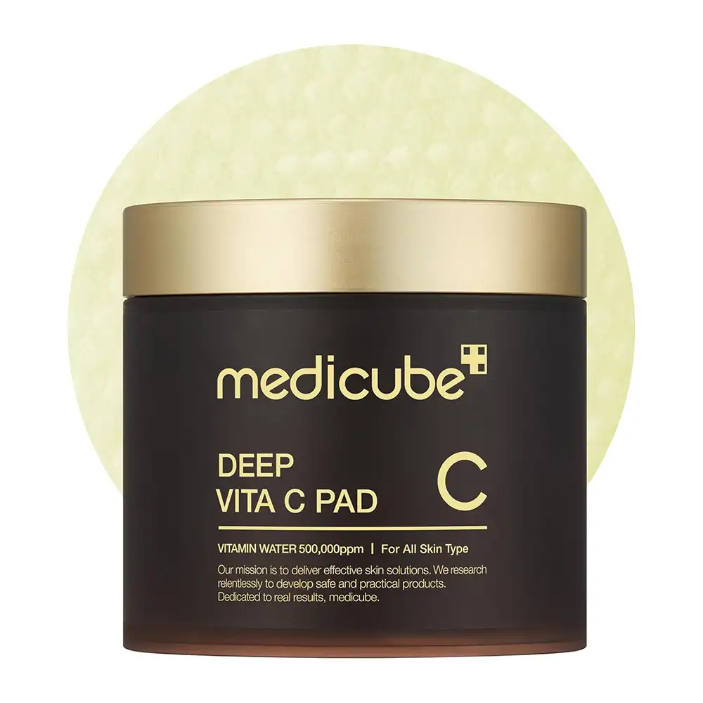 پد روشن‌کننده ویتامین سی مدی کیوب اصل مدل Medicube Deep Vita C Pad، مناسب کاهش ظاهر لک و تیرگی، شفافیت پوست، آبرسانی عمیق، لایه‌برداری ملایم و بهبود تناژ ناهموار پوست