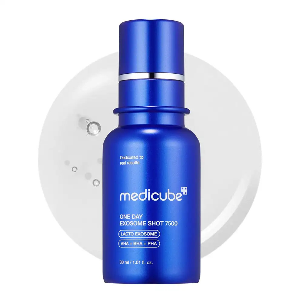 آمپول لایه‌بردار اکزوزوم شات 7500 مدی کیوب اصل مدل Medicube One Day Exosome Shot Pore Ampoule