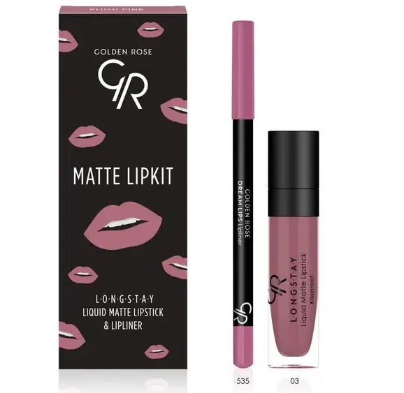 golden rose matte lipkit blush pink image